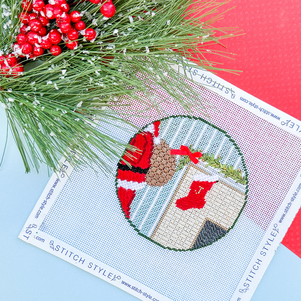 Santa and Stocking Ornament Class - KC Needlepoint
