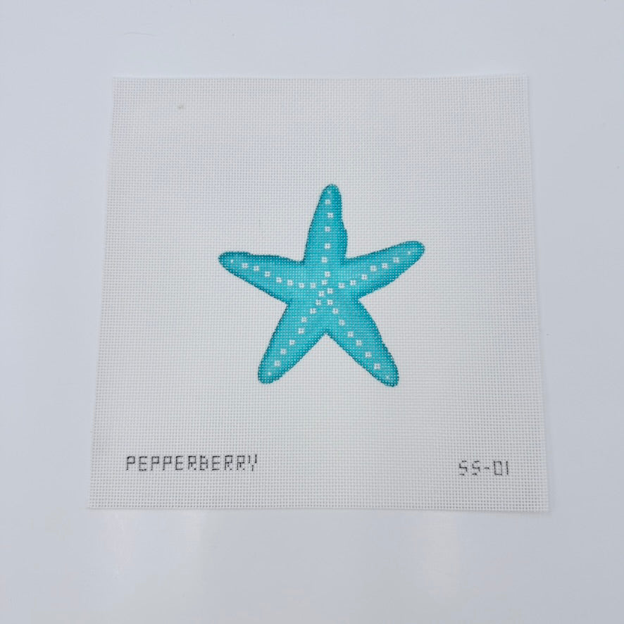 Turquoise Starfish Canvas - KC Needlepoint