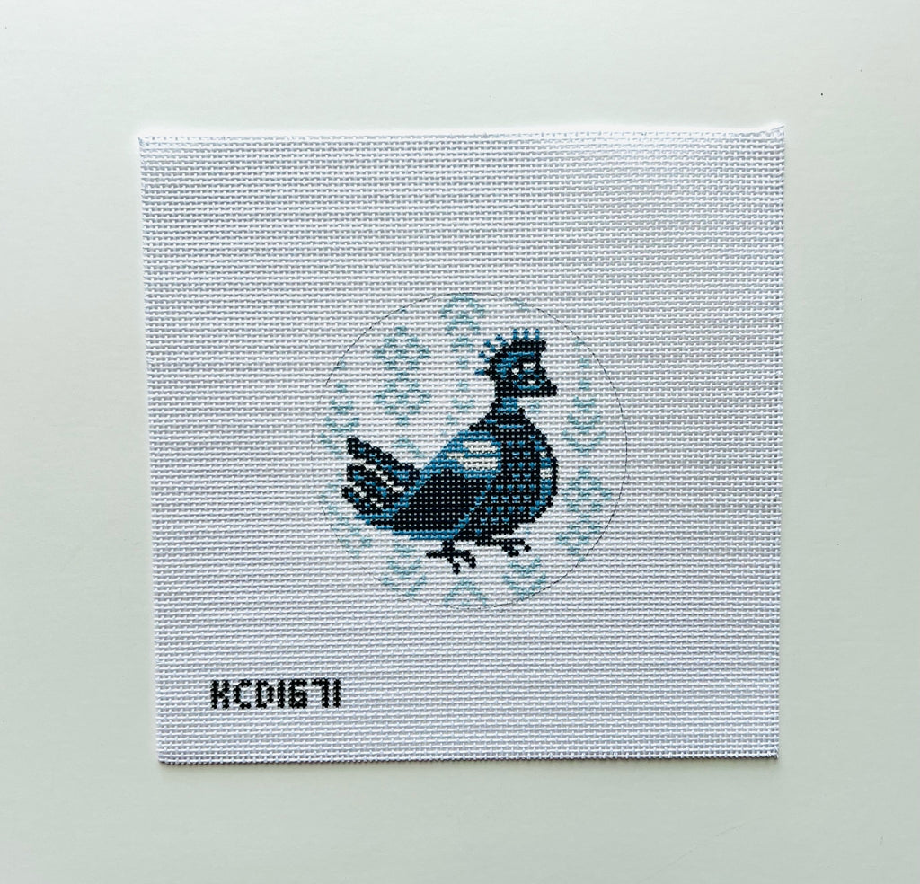 Blue Bird Round Canvas - KC Needlepoint