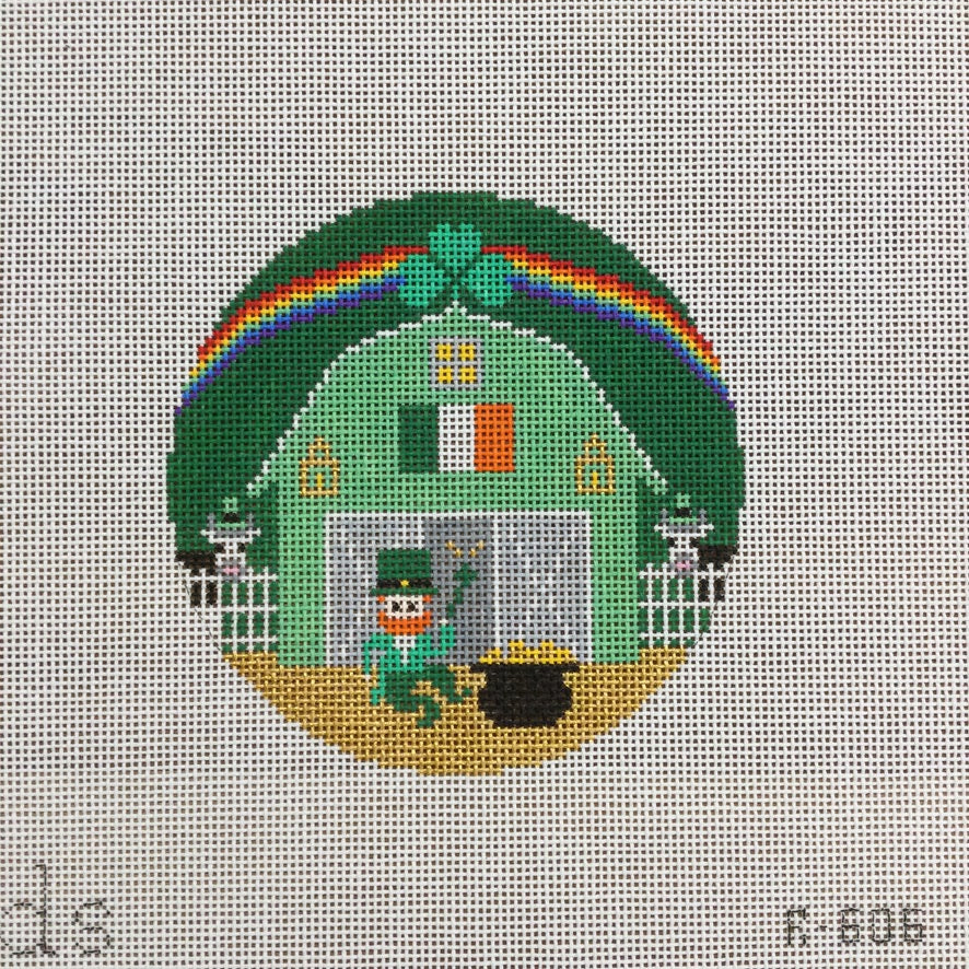 St. Patrick's Barn Round Needlepoint Canvas - KC Needlepoint