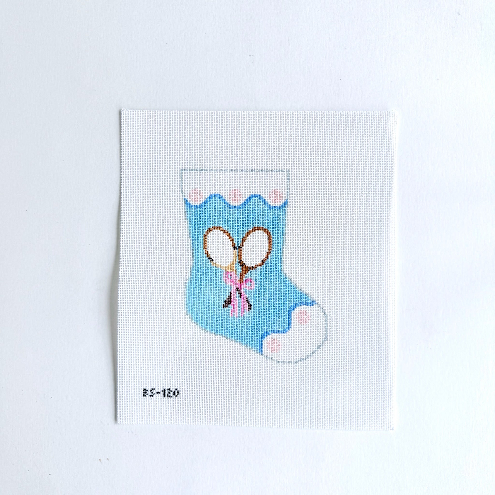 Ready to Rally in Blue Ornament Sized Stocking Canvas - KC Needlepoint