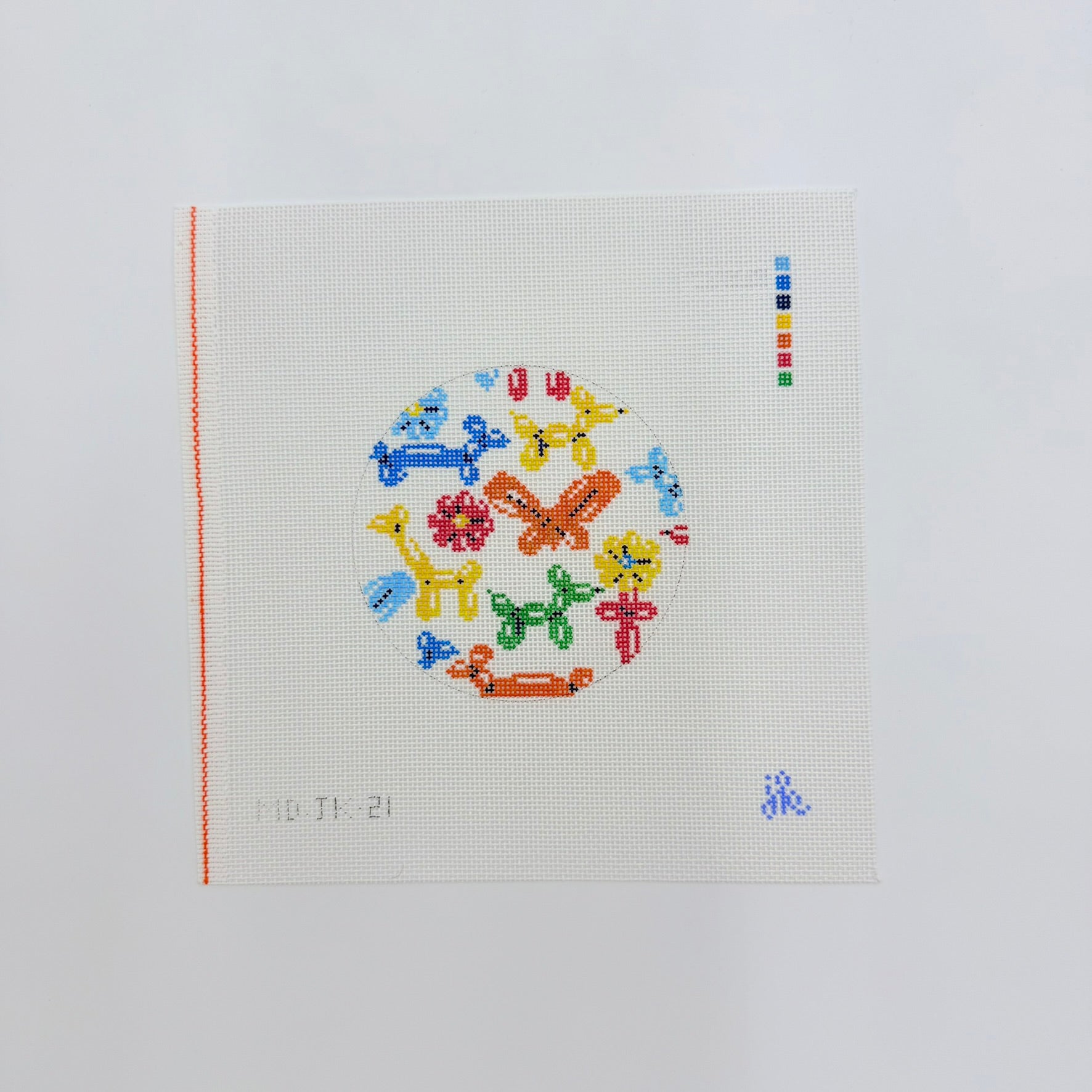 Balloon Party Round Canvas - KC Needlepoint