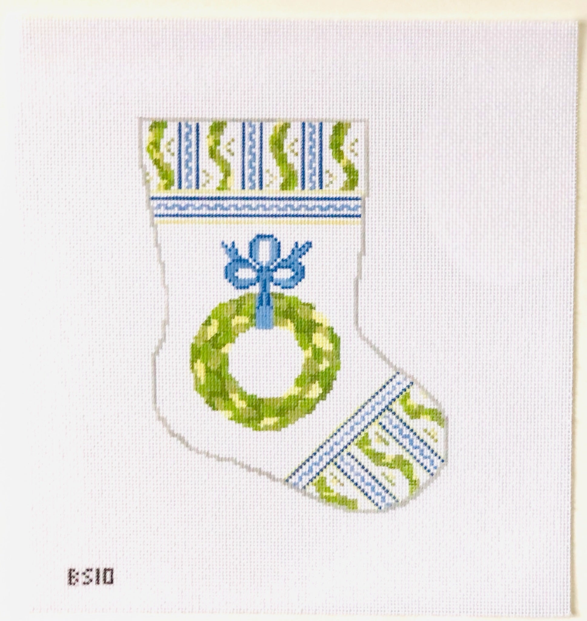 Holiday Trimmings Ornament Sized Stocking Canvas - KC Needlepoint