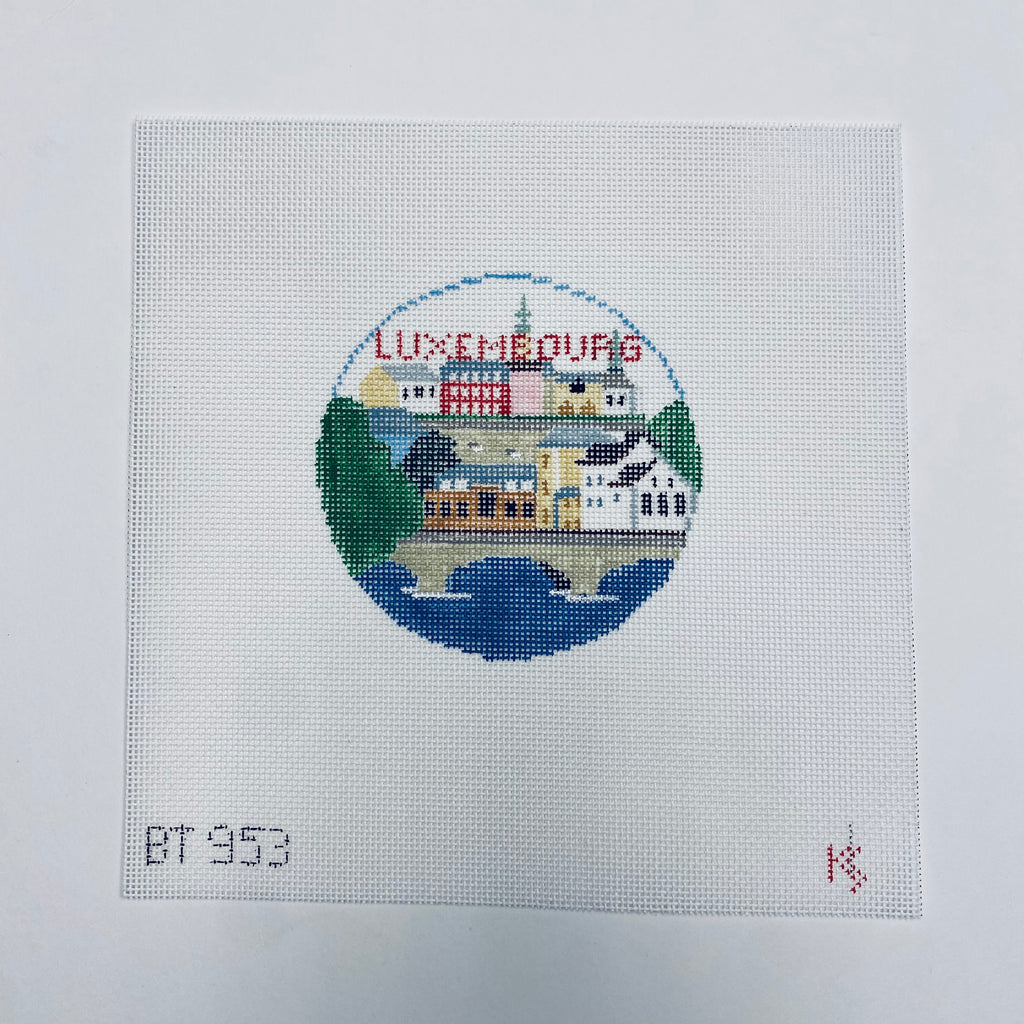 Luxembourg Travel Round Canvas - KC Needlepoint