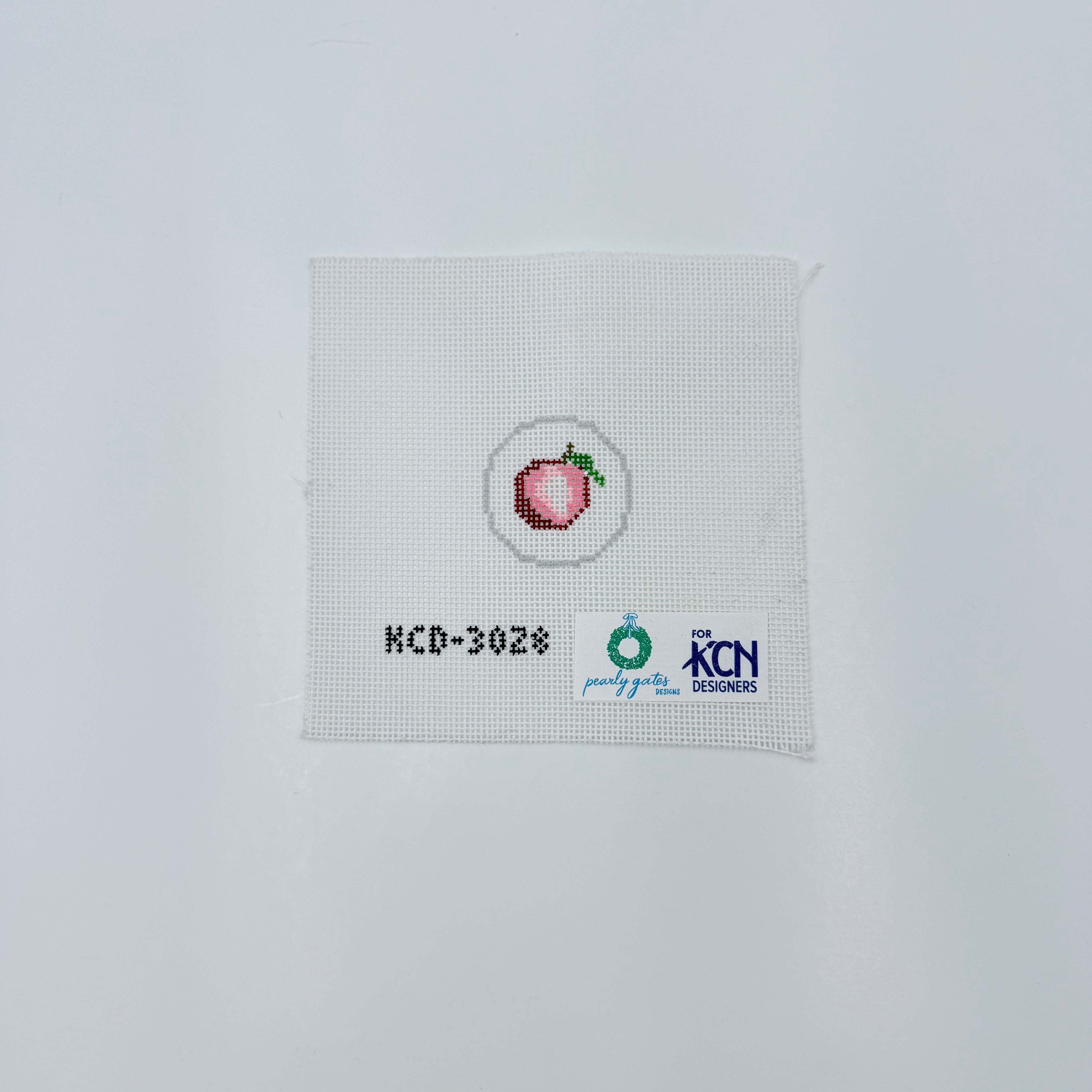 Apple Key Fob Insert Canvas - KC Needlepoint