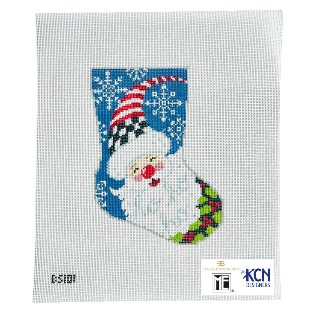 Santa Ornament Sized Stocking Canvas - KC Needlepoint