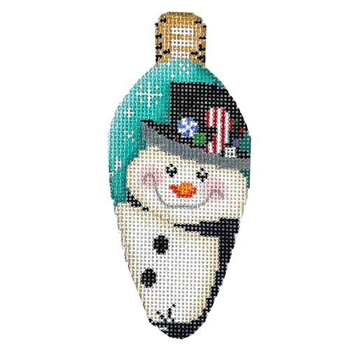 Top Hat Snowman Light Bulb Canvas - KC Needlepoint