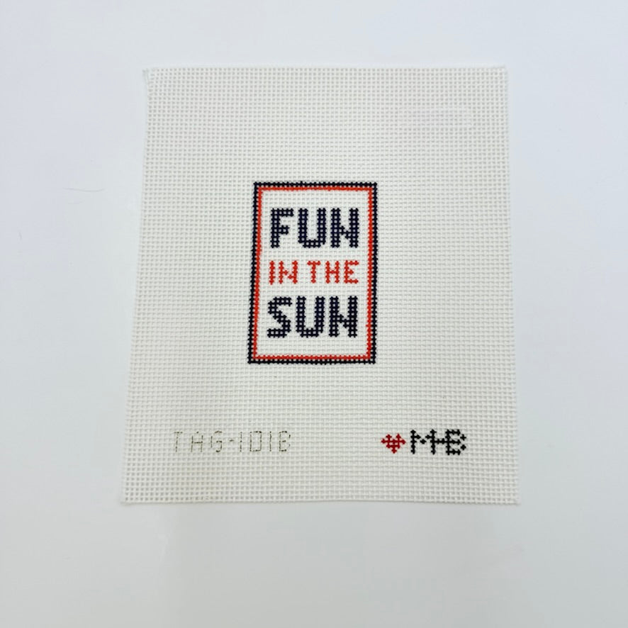 Navy Fun in the Sun Bag Tag Canvas - KC Needlepoint