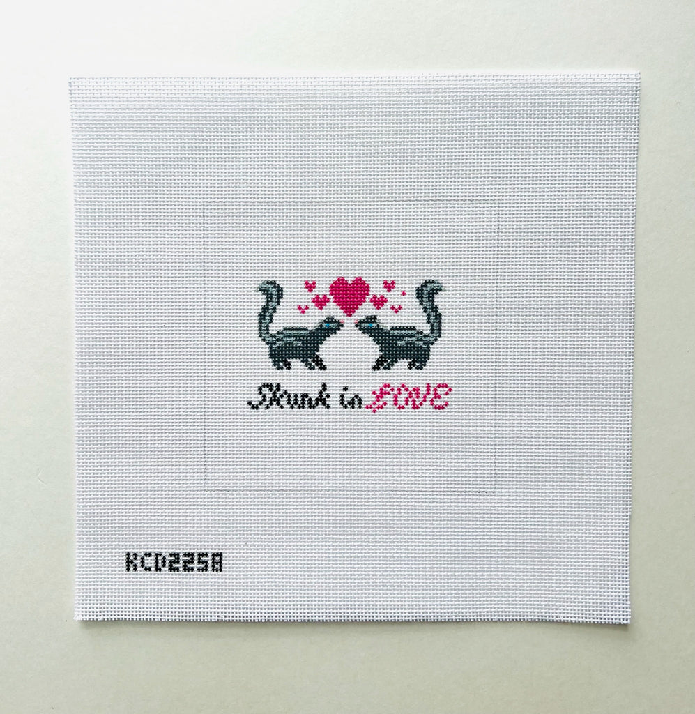Skunk in Love Canvas - KC Needlepoint