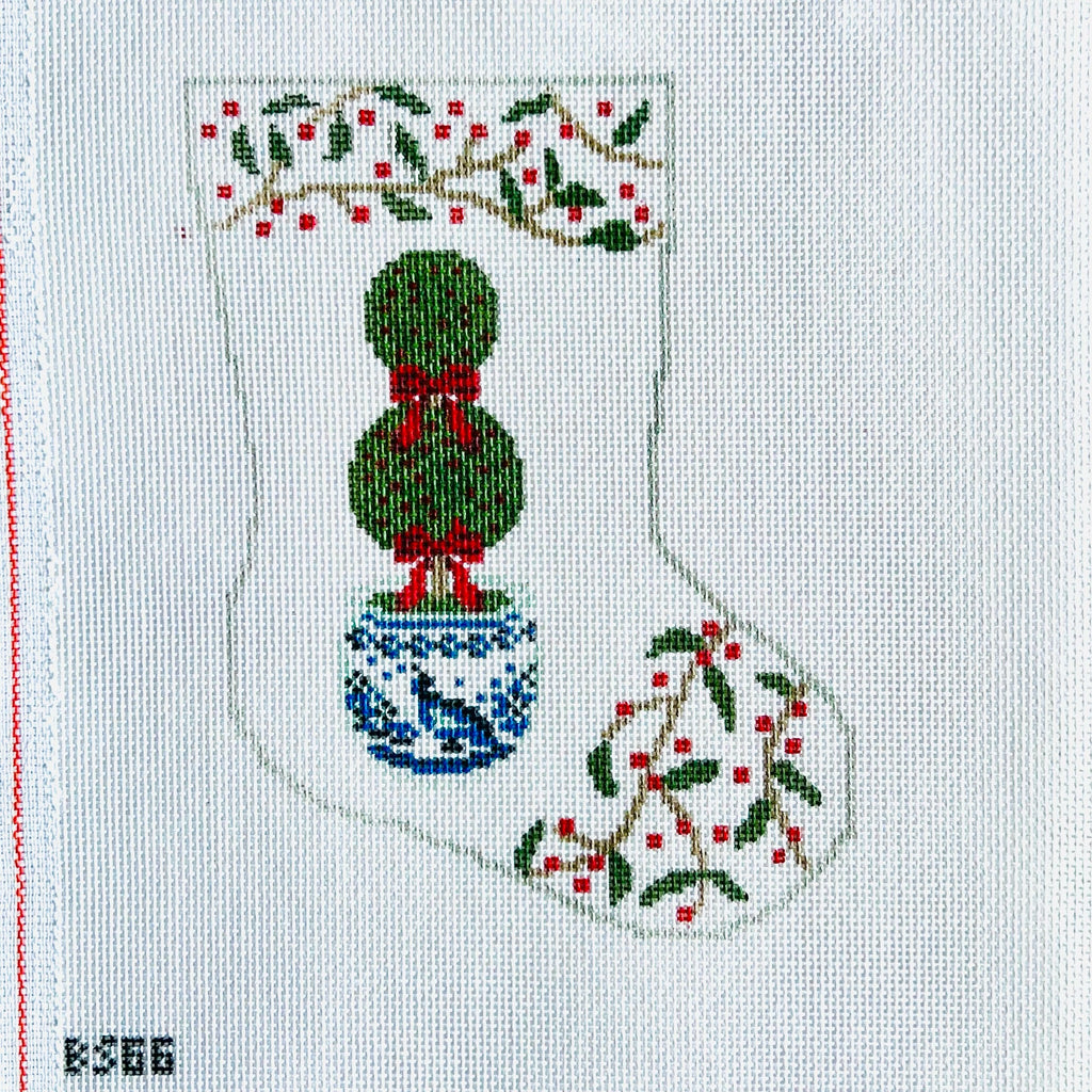 Topiary Ornament Sized Stocking Canvas - KC Needlepoint