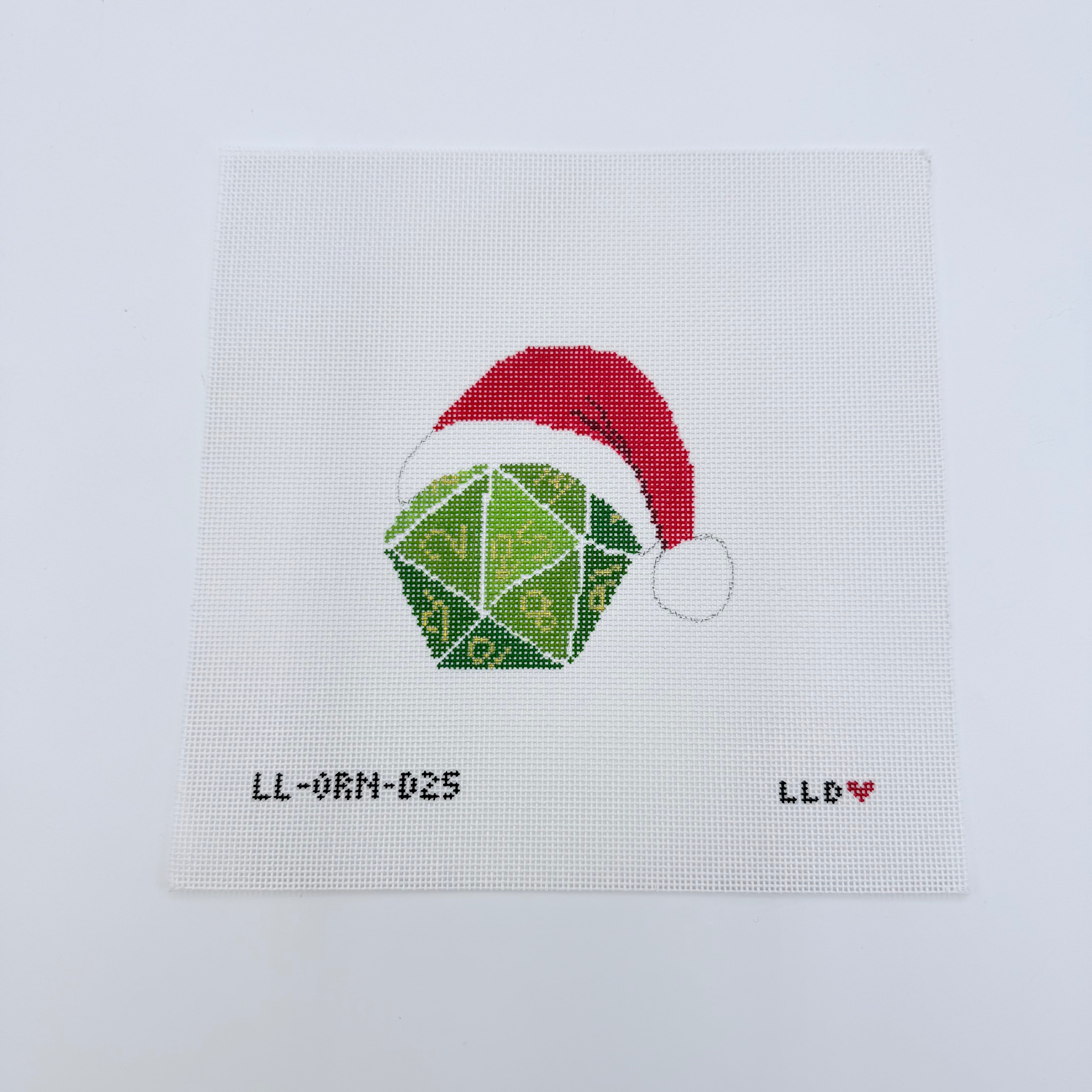 D25 with Santa Hat Canvas - KC Needlepoint