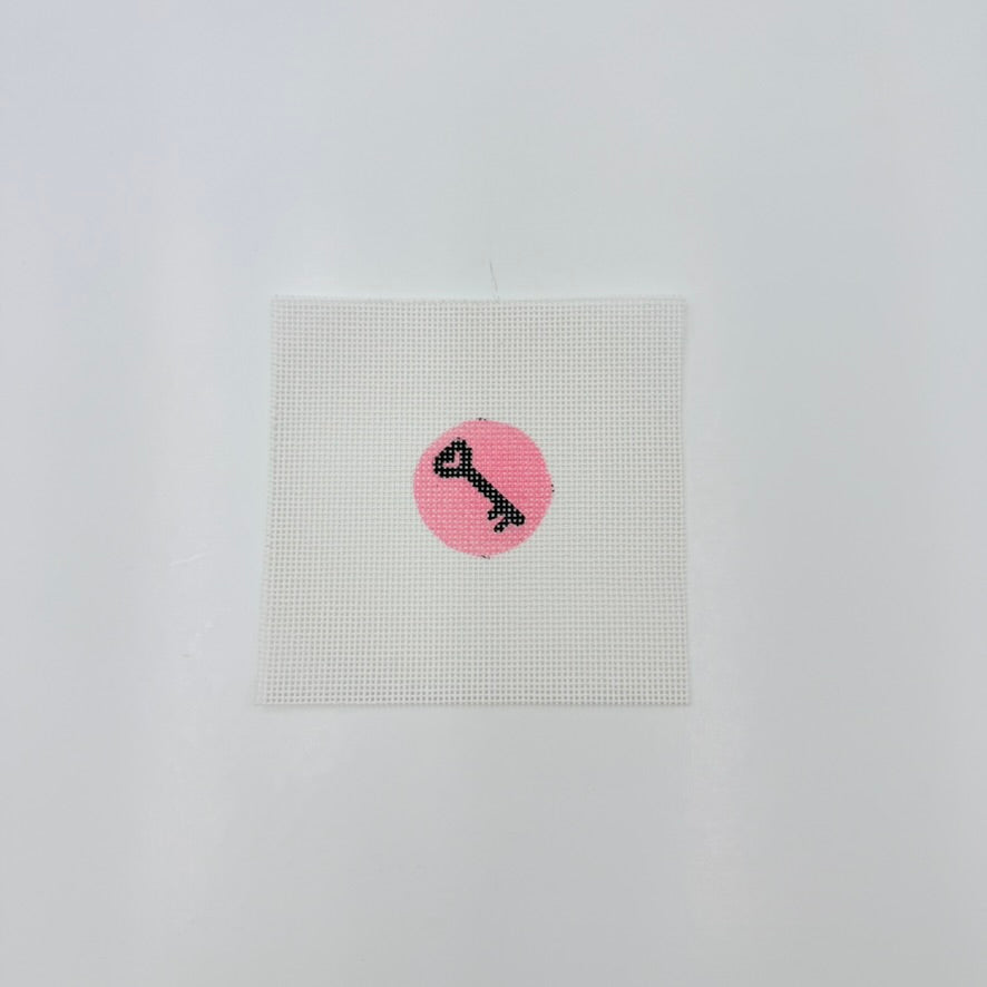 Key on Pink Key Fob Insert Canvas - KC Needlepoint