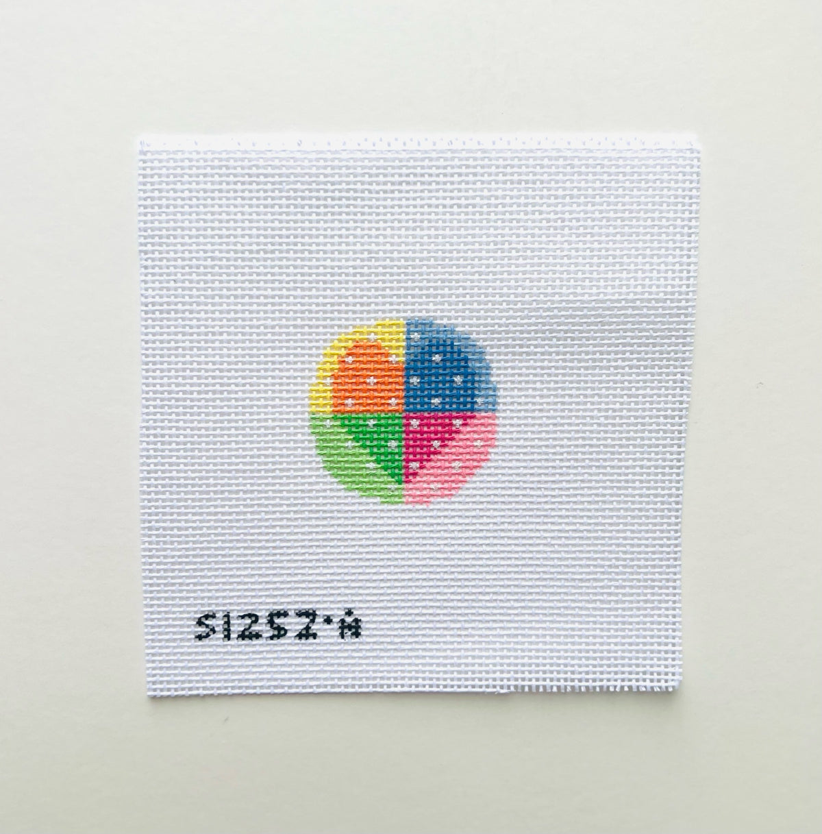 Multicolored Heart Key Fob Canvas - KC Needlepoint