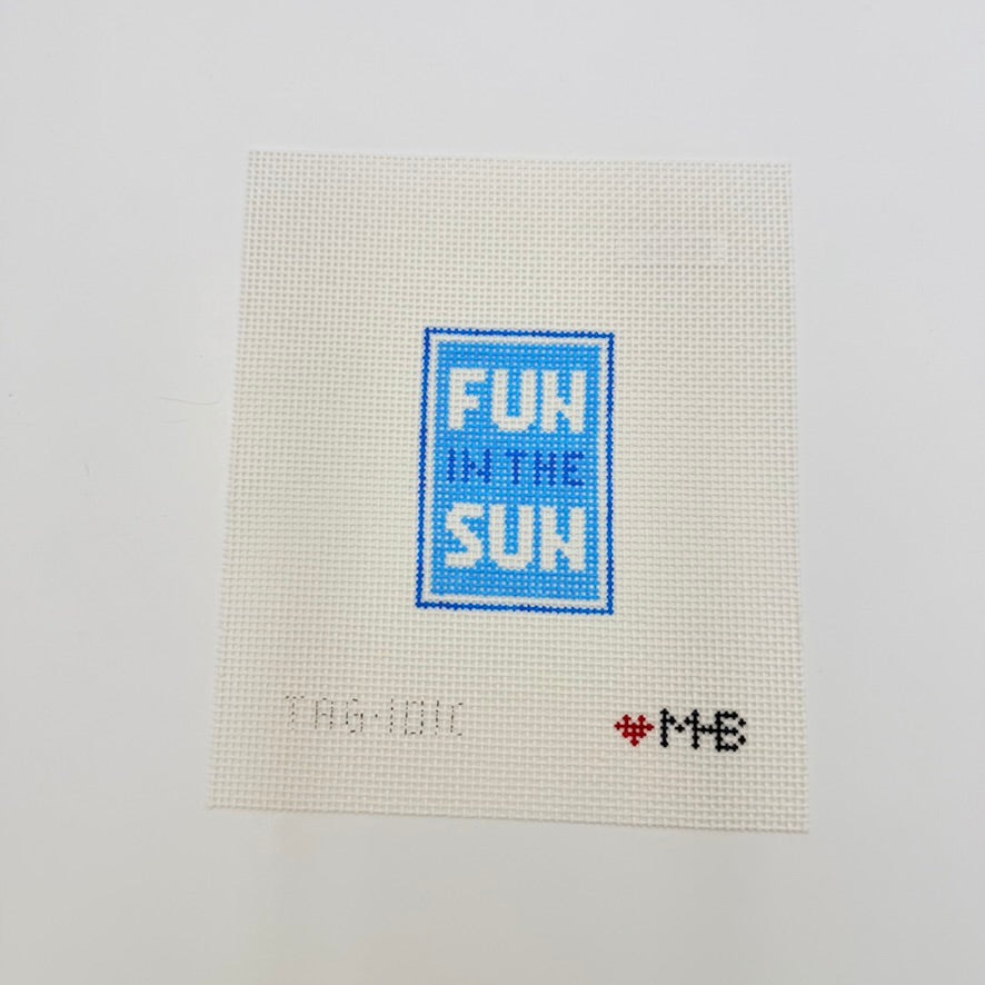 Blue Fun in the Sun Bag Tag Canvas - KC Needlepoint