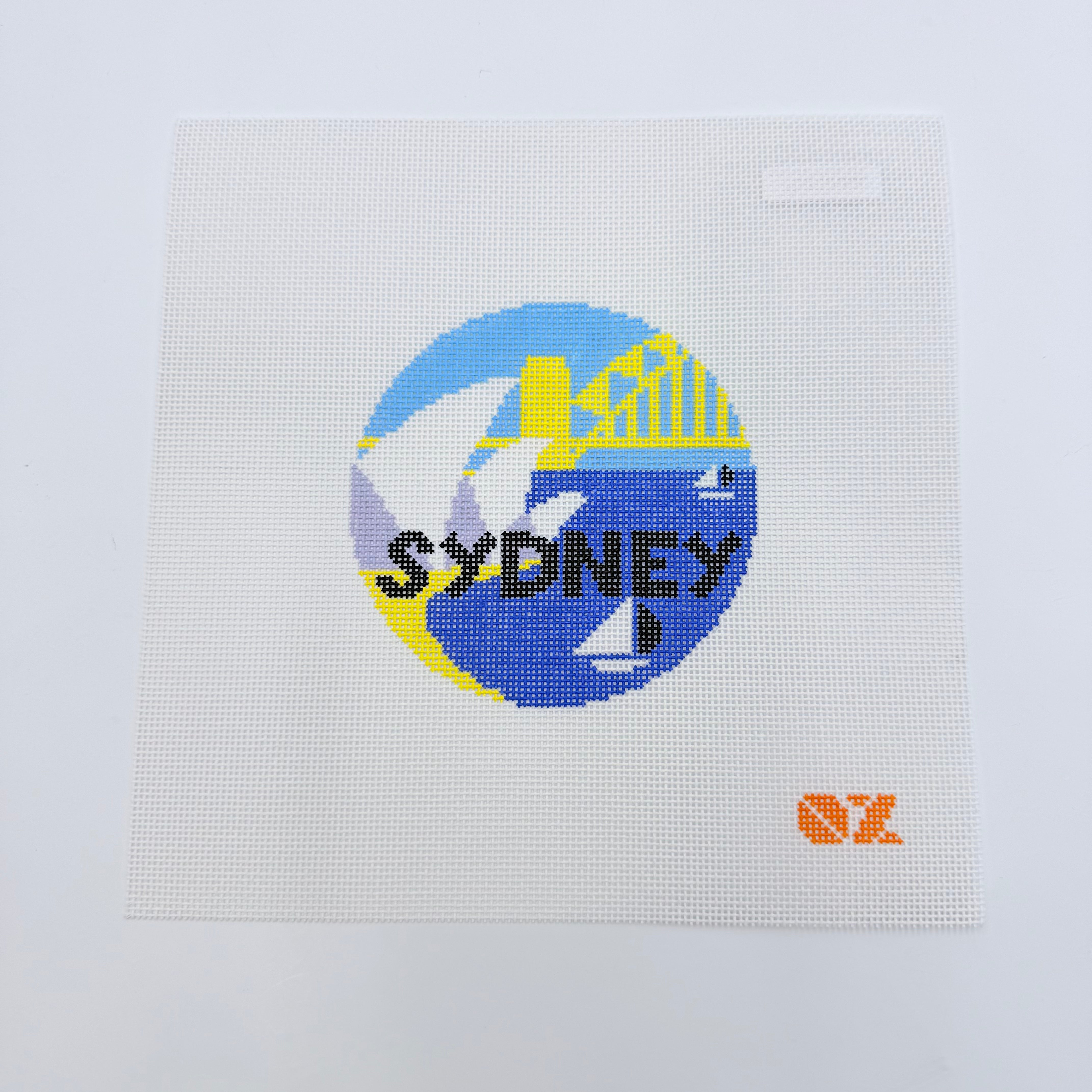 Sydney Retro Travel Round Canvas - KC Needlepoint