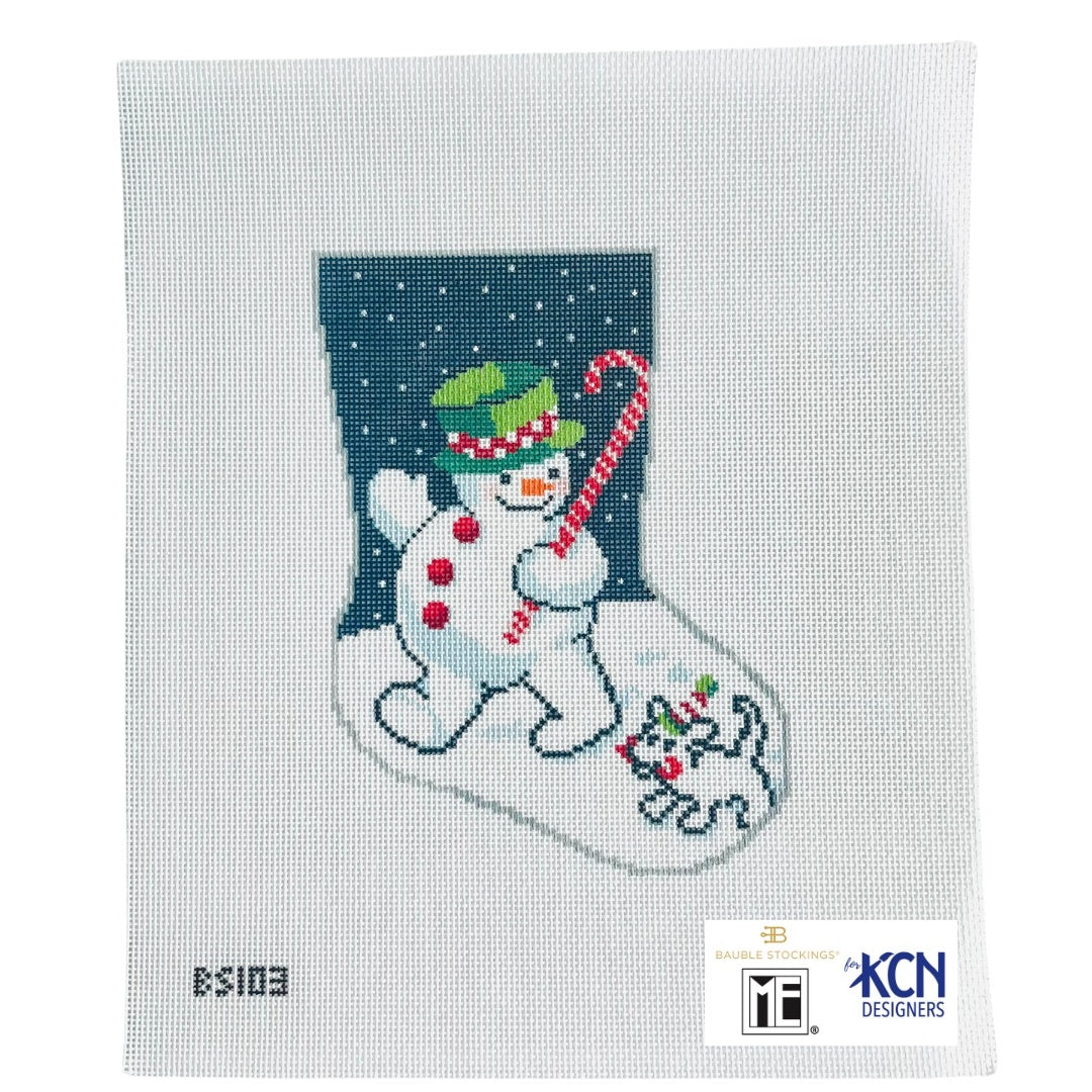 Snowman Ornament Sized Stocking Canvas - KC Needlepoint