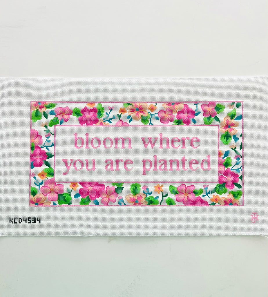 Bloom Where You Are Planted Pink Canvas - KC Needlepoint