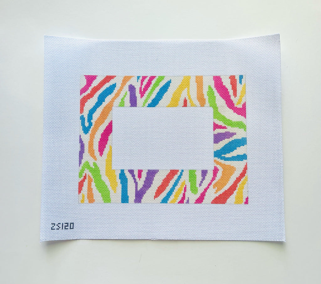 Rainbow Zebra Frame Canvas - KC Needlepoint