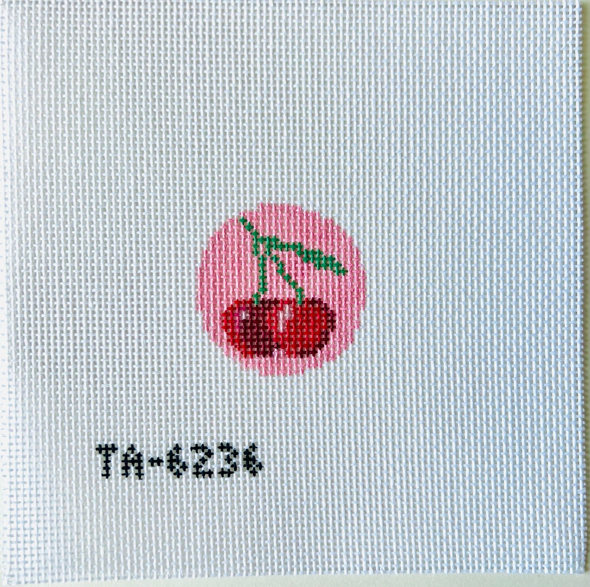 Cherry Key Fob Canvas - KC Needlepoint