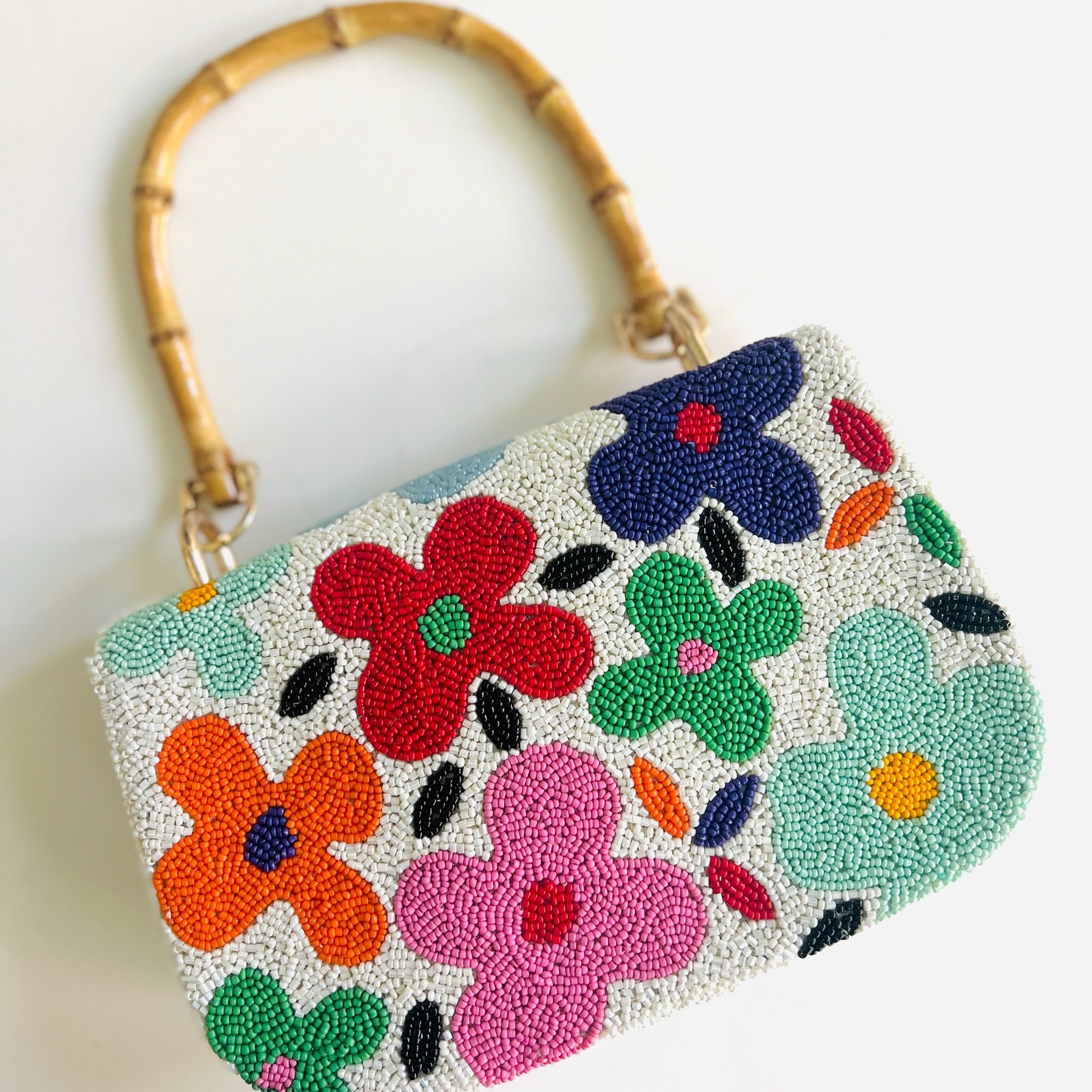 Flower Power Beaded Purse - KC Needlepoint