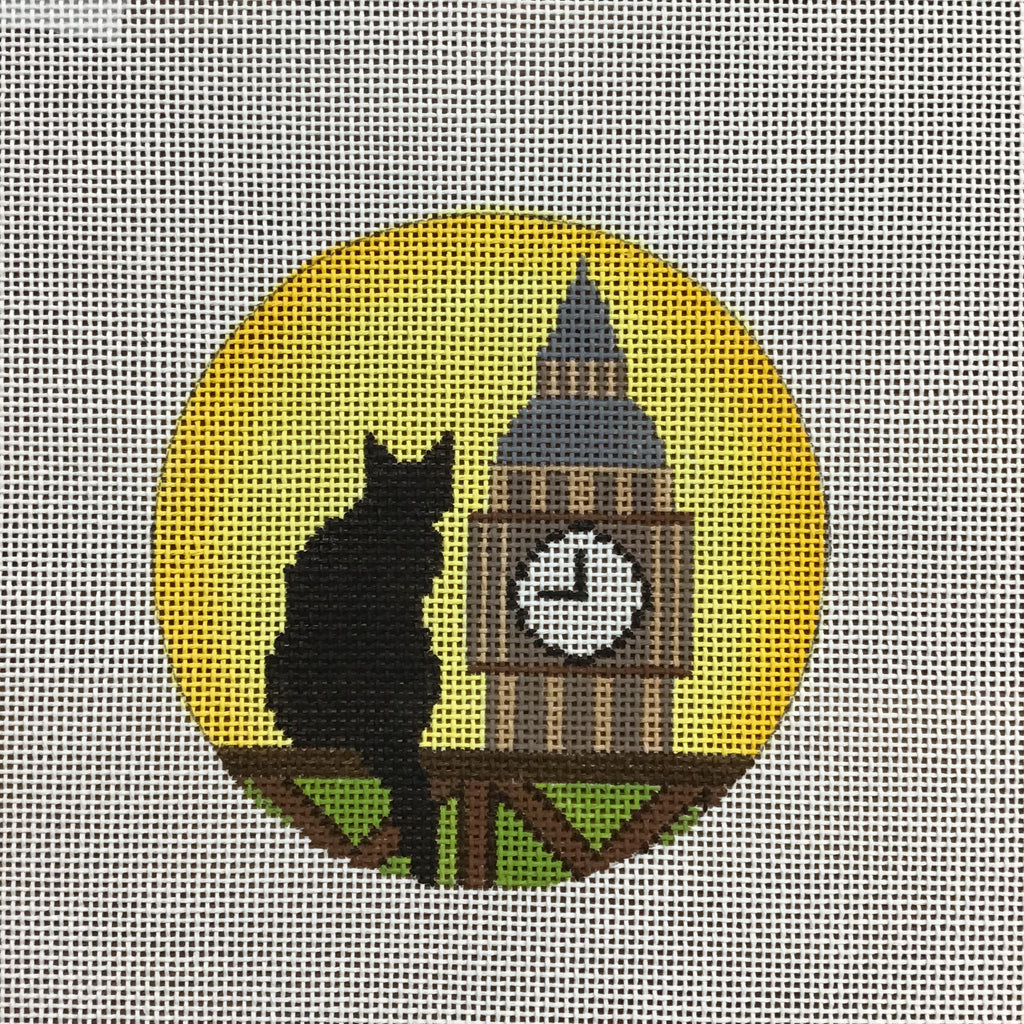 Travel Round Cat - London Canvas - KC Needlepoint