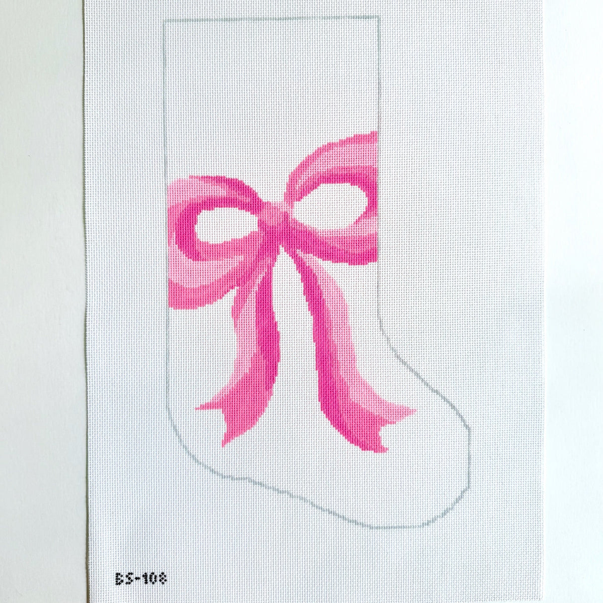 Pretty Pink Bow Stocking Needlepoint Canvas - KC Needlepoint