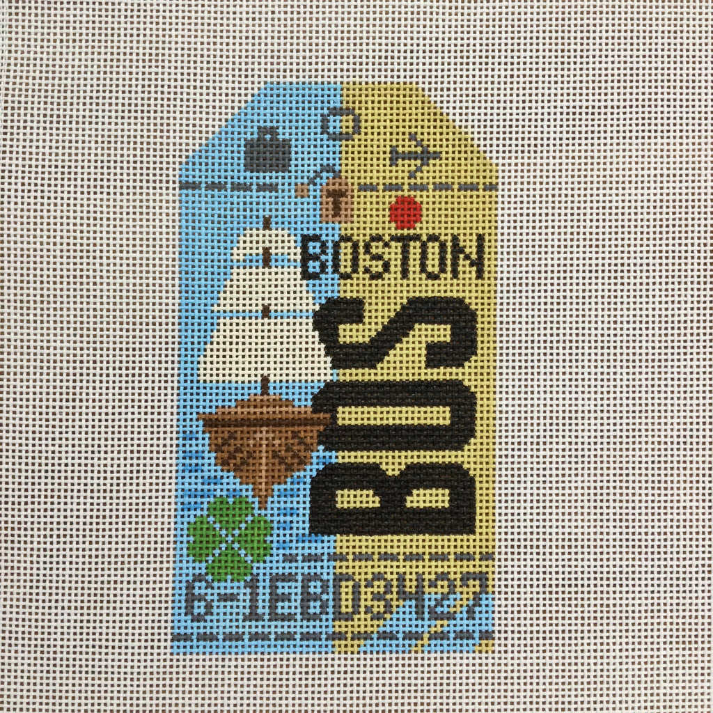 Boston Vintage Travel Tag Canvas - KC Needlepoint