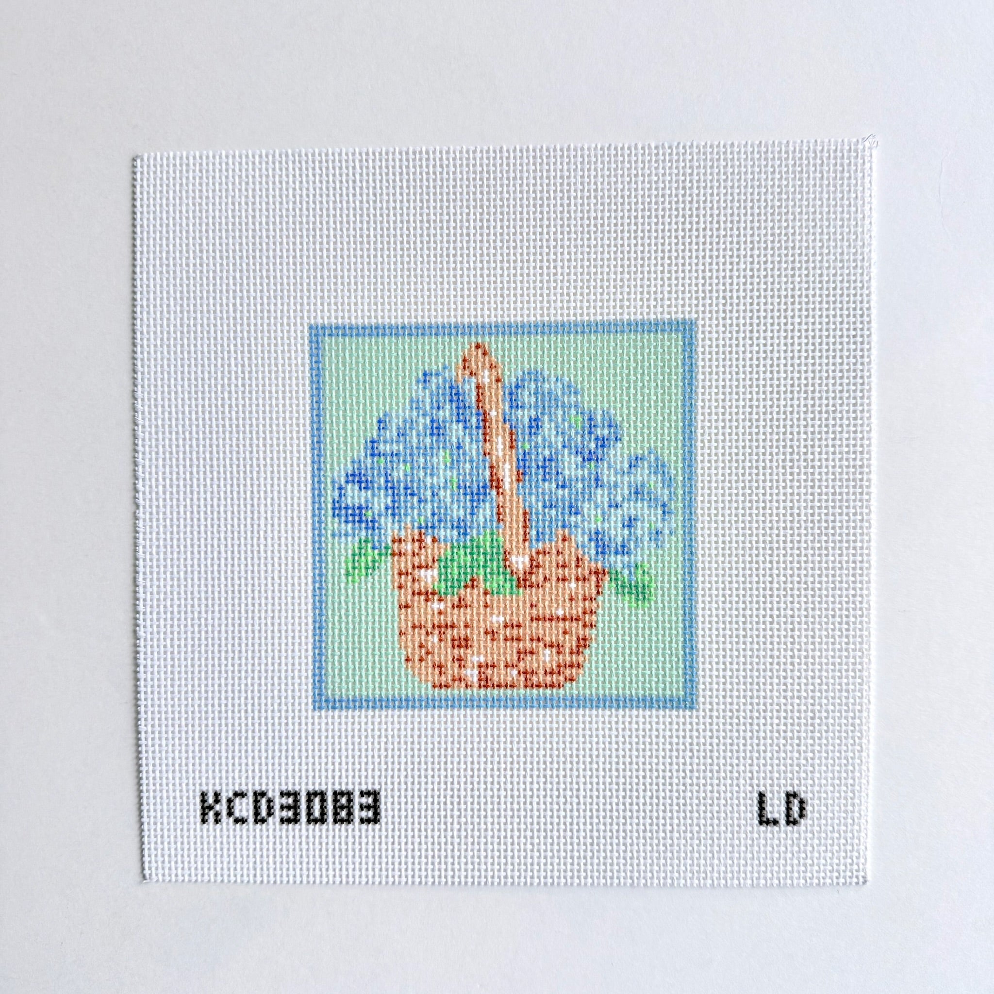 Mini Hydrangea Basket Canvas - KC Needlepoint