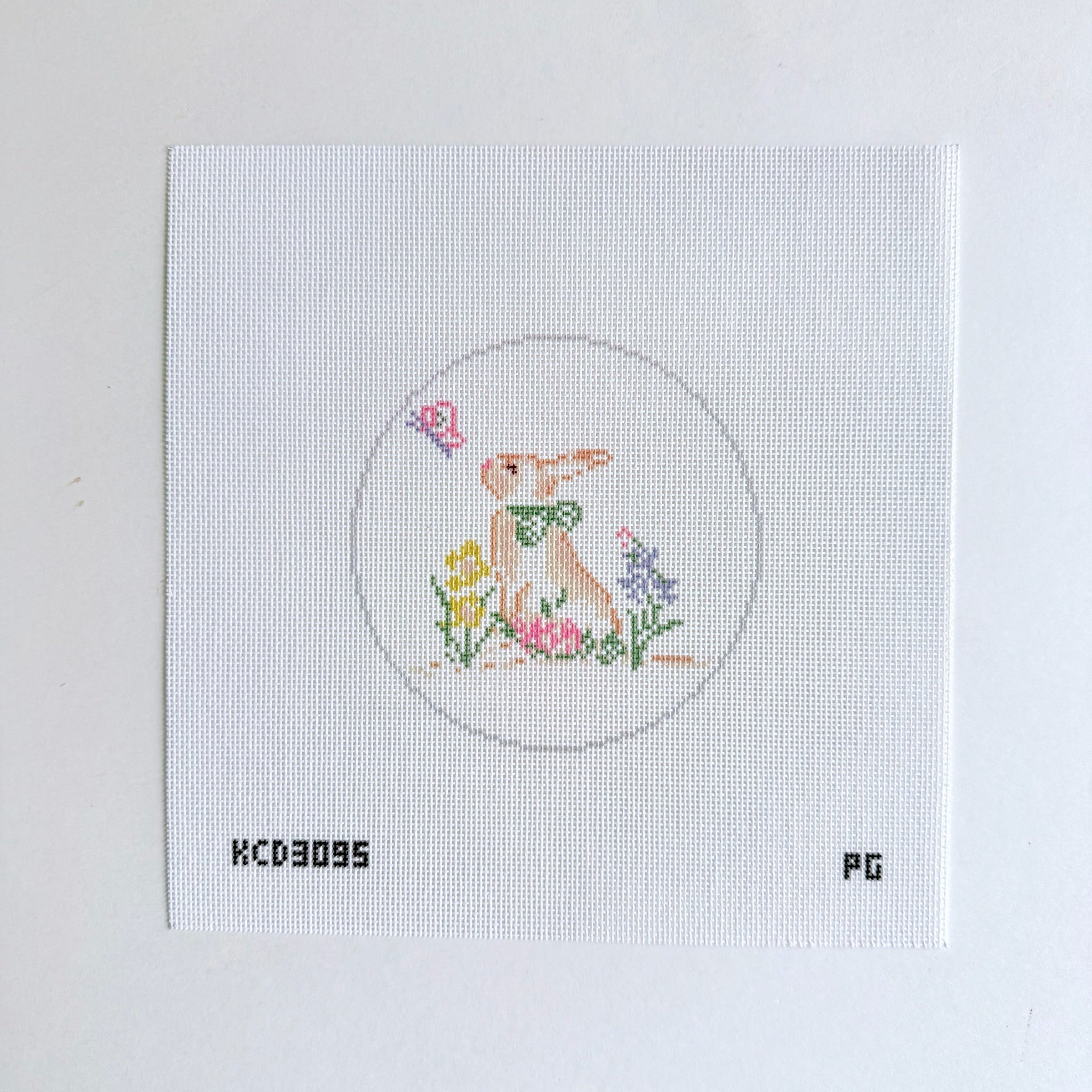 Bunny Round Canvas - KC Needlepoint