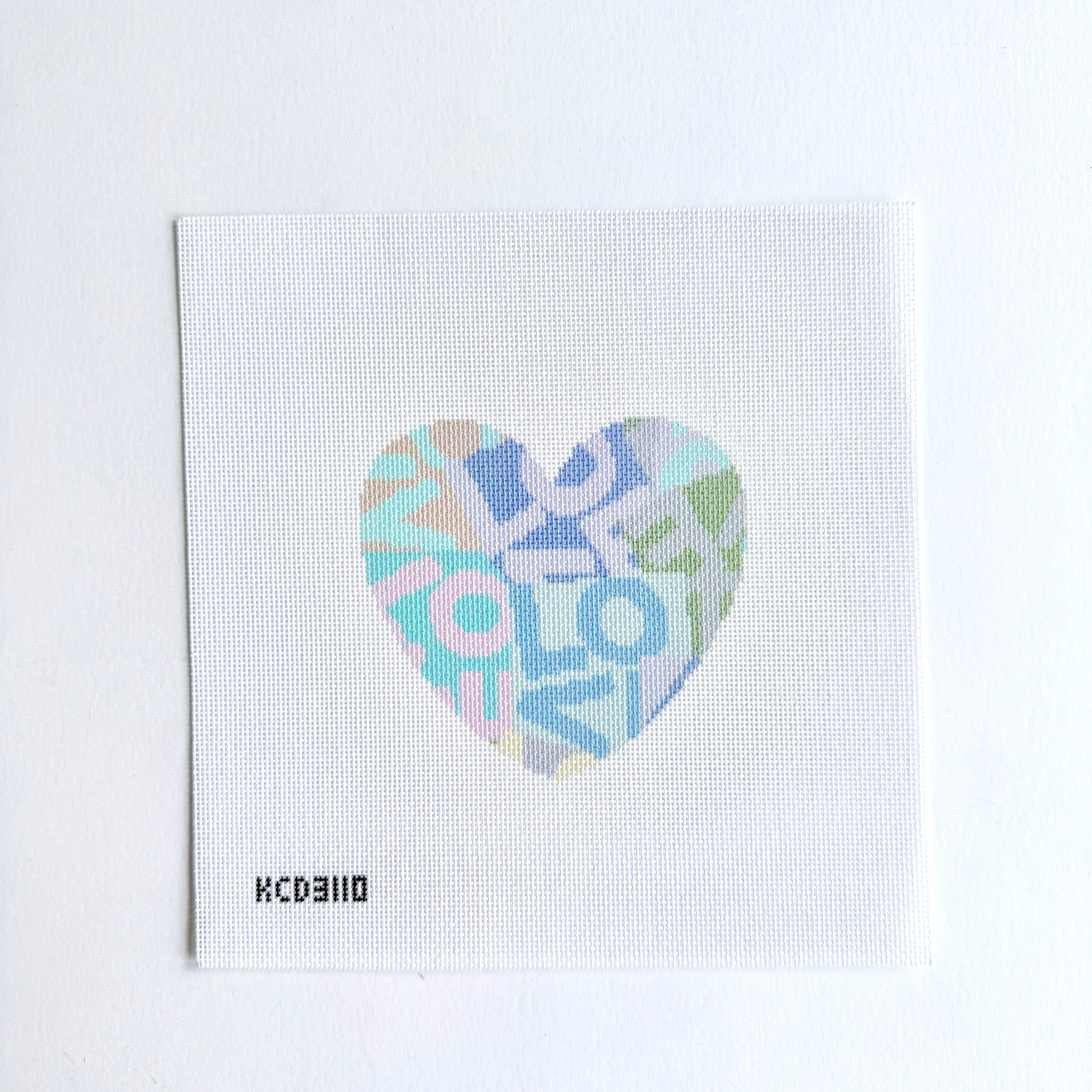Blue Love Layer Heart Canvas - KC Needlepoint