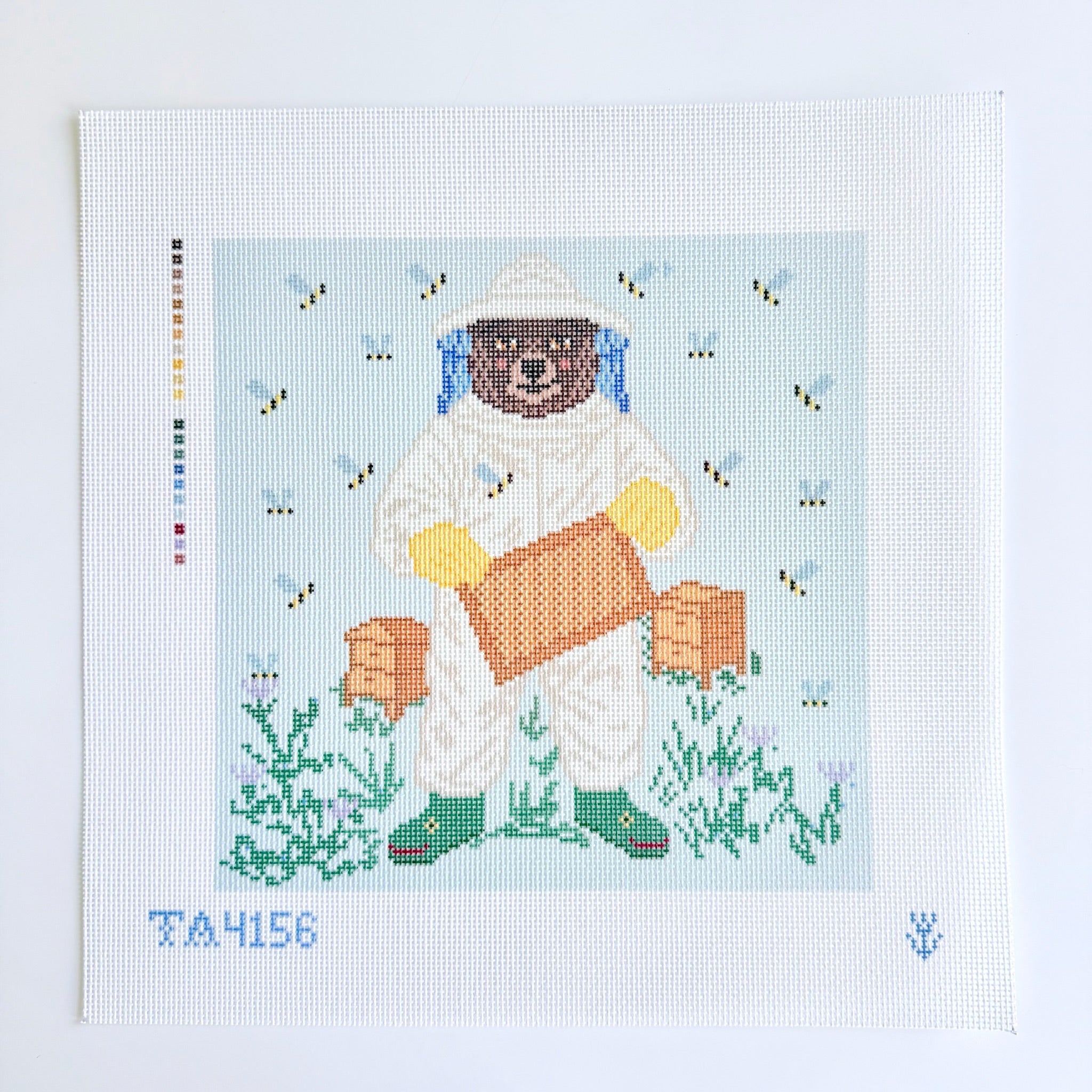 Beatrice the Beekeeping Bear Canvas - KC Needlepoint