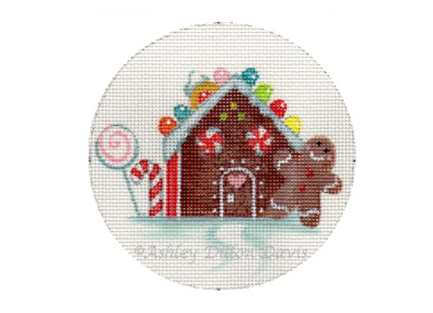 Gingerbreads Round Canvas - KC Needlepoint