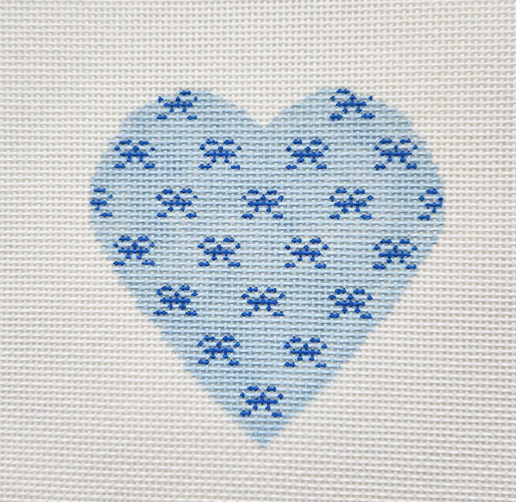 Blue Mini Bows Heart Canvas - KC Needlepoint