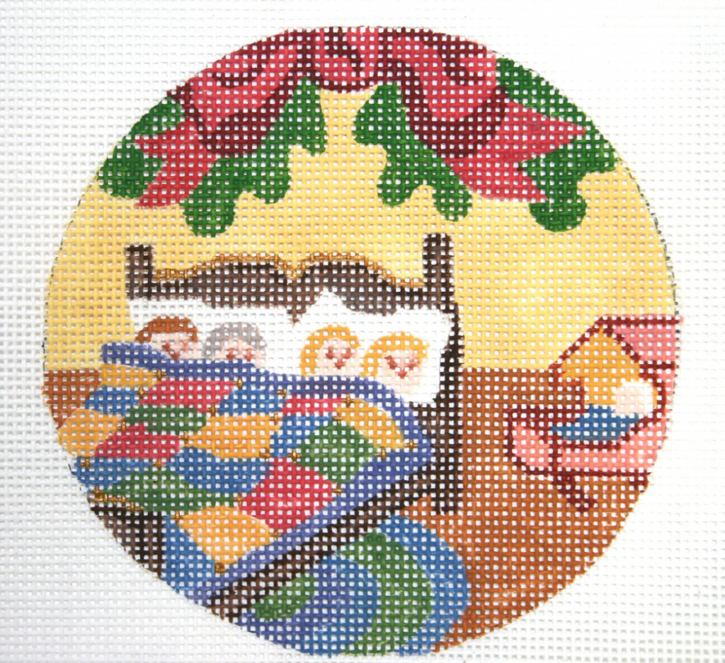 Asleep in Their Bed Canvas - KC Needlepoint