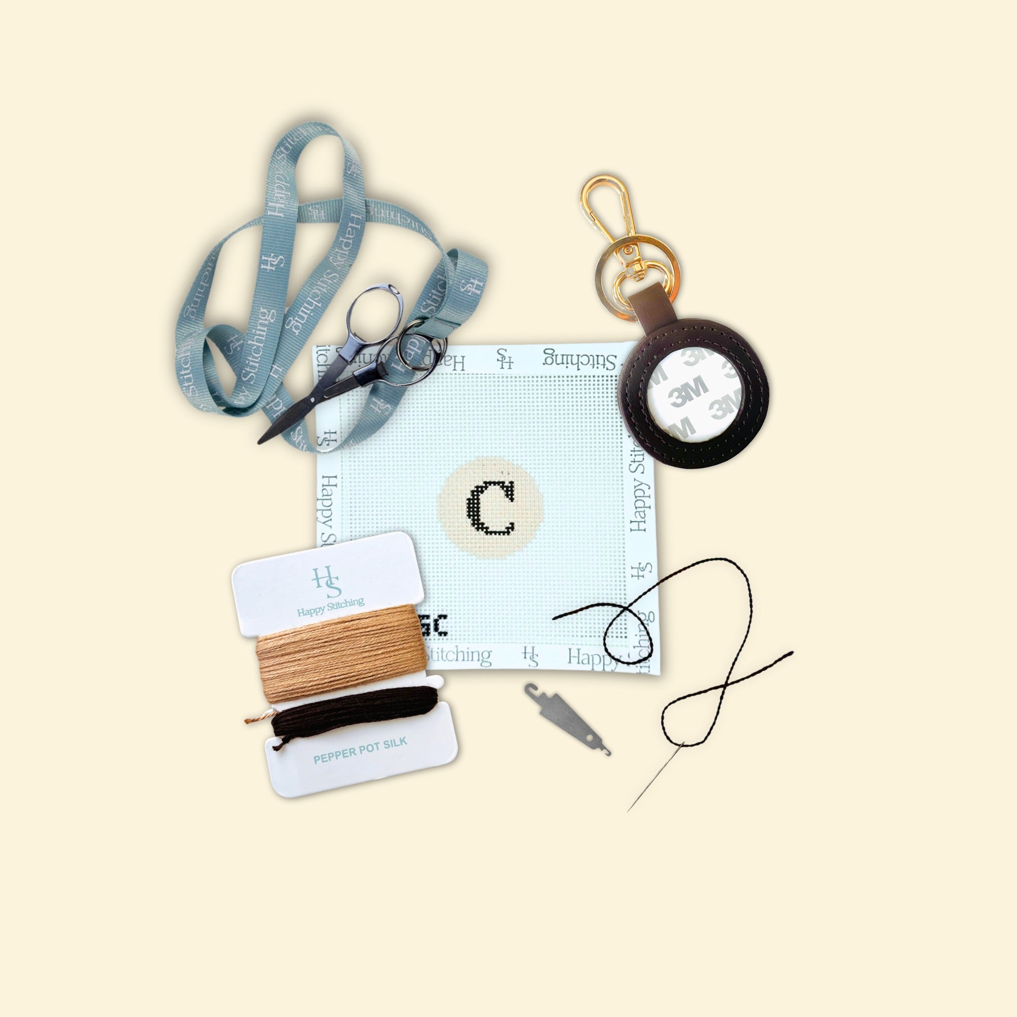 Our Initial Thought - Bag Tag/Key Fob Kit (Brown) - KC Needlepoint