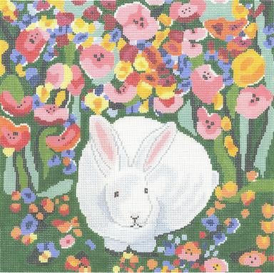 Garden Bunny Needlepoint Canvas - KC Needlepoint