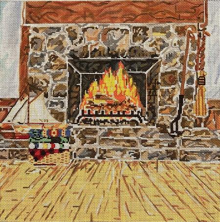 Cozy Fire Needlepoint Canvas - KC Needlepoint