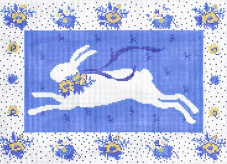 Provence Rabbit Needlepoint Canvas - KC Needlepoint