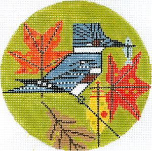 King Fisher Round Canvas - KC Needlepoint