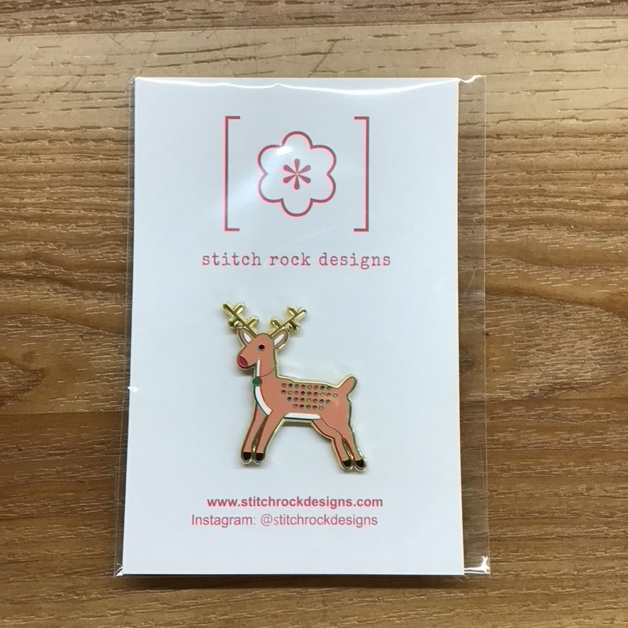 Pink Reindeer Magnet - KC Needlepoint
