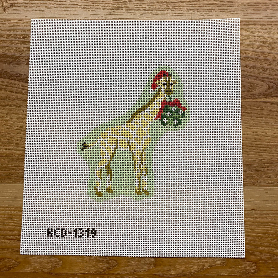 Holiday Giraffe Ornament Canvas - KC Needlepoint