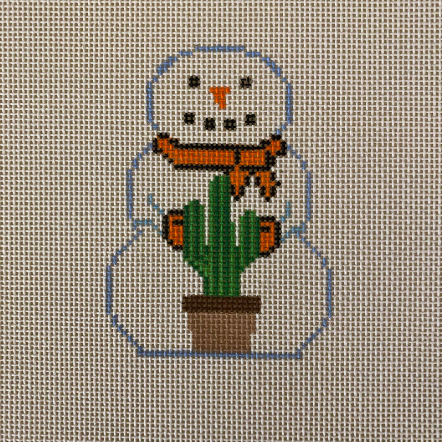 Snowman with Cactus Canvas - KC Needlepoint