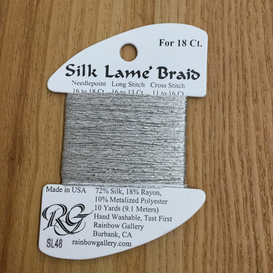 Silk Lamé Braid SL48 Silver - KC Needlepoint