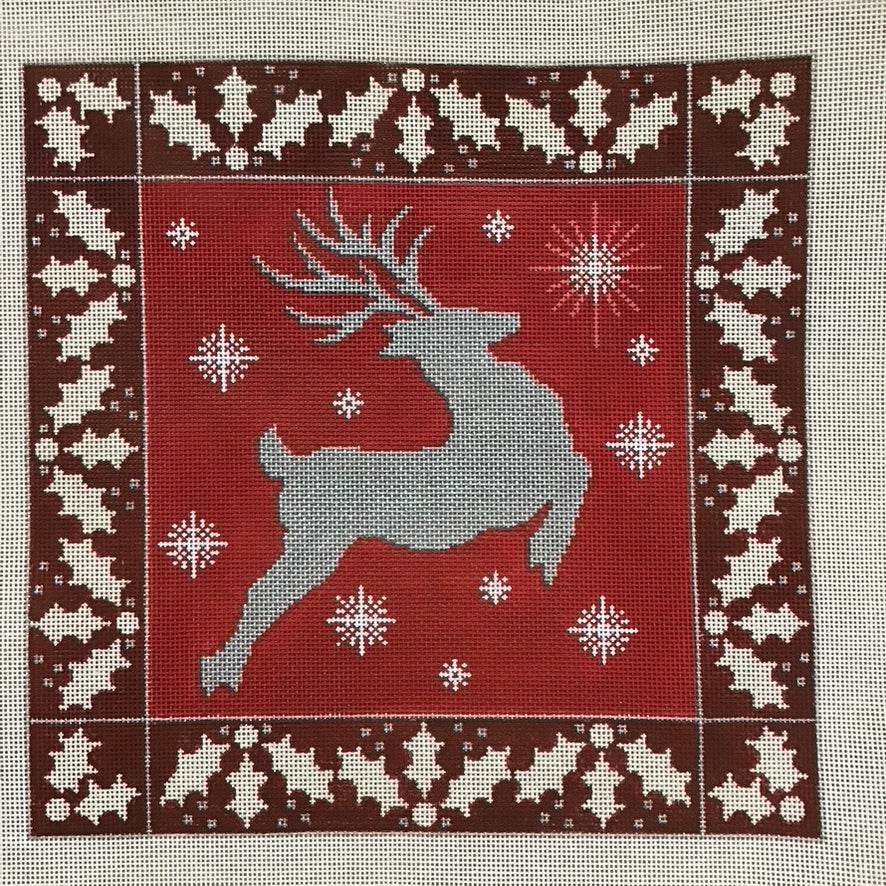 Red Reindeer Canvas - KC Needlepoint
