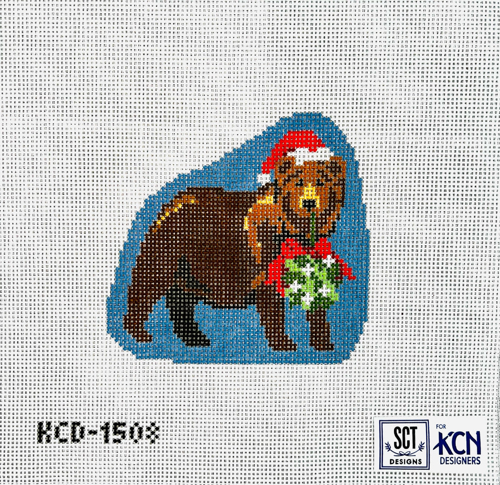 Holiday Bear Ornament Canvas - KC Needlepoint