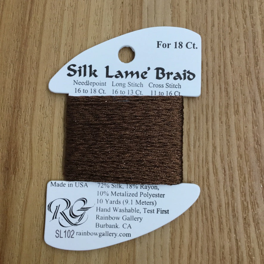Silk Lamé Braid SL102 Warm Brown - KC Needlepoint