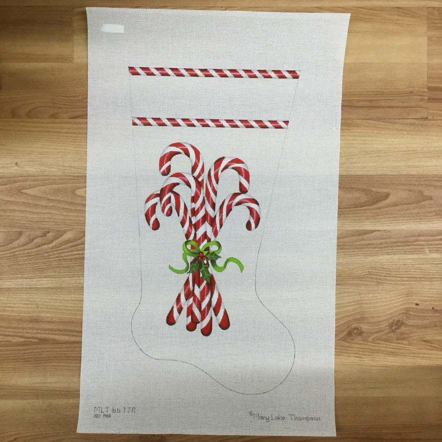 Candy Cane Bouquet Stocking Canvas - needlepoint