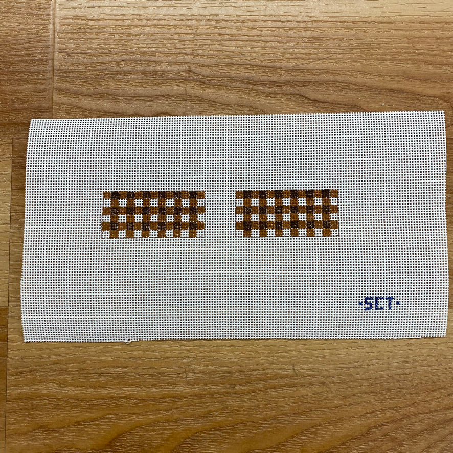 Brown Gingham Apple Watchband Canvas - KC Needlepoint