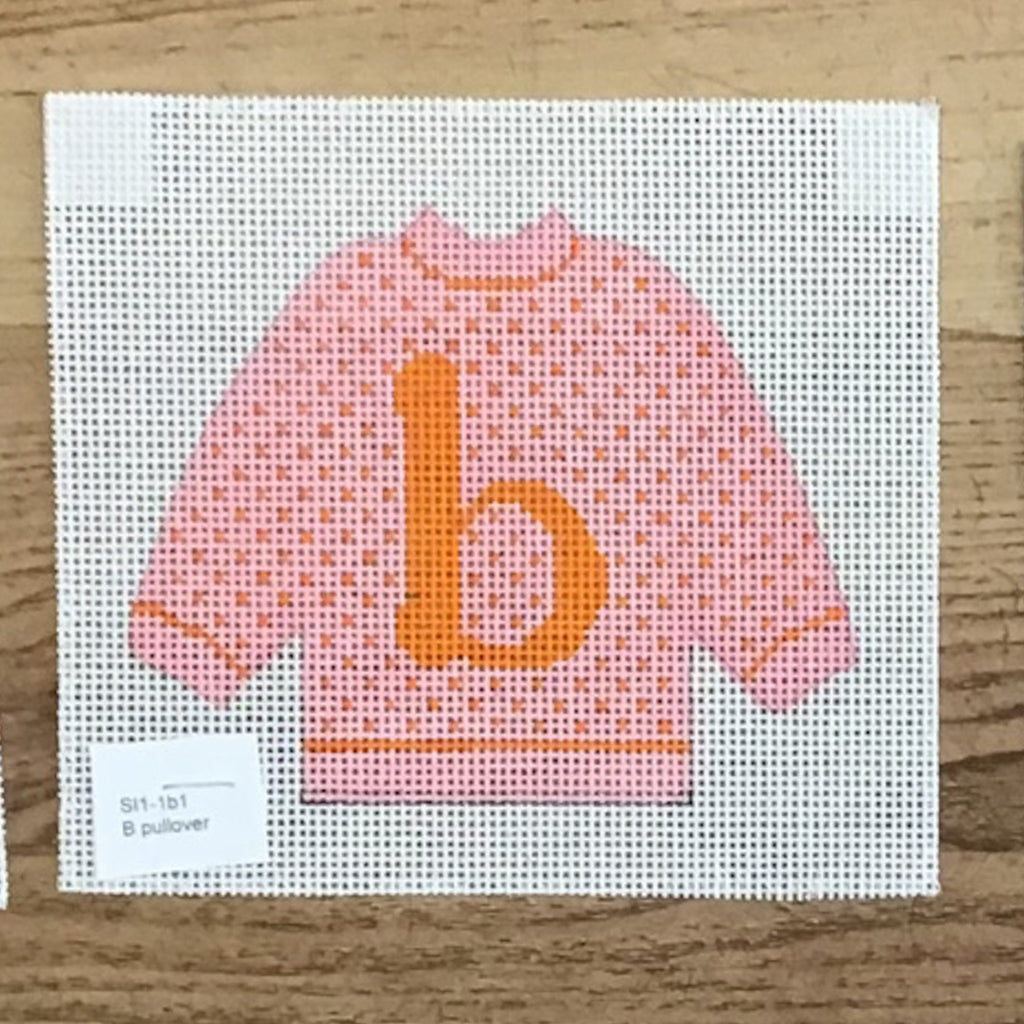 B Pullover Sweater Needlepoint Canvas - KC Needlepoint