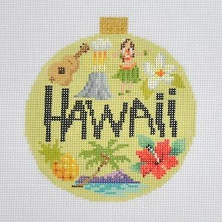 Hawaii Travel Round Needlepoint Canvas - KC Needlepoint